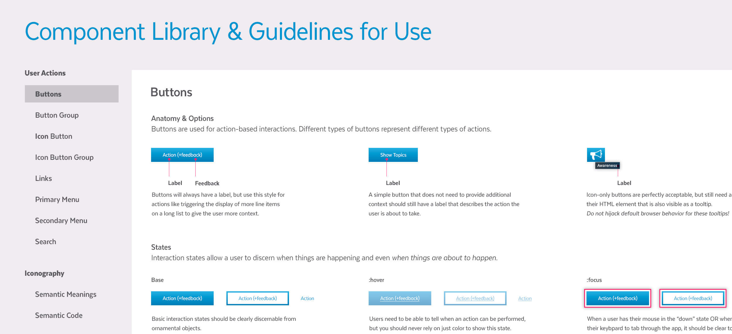 A screenshot of Ceralytics design system documentation designed by Jennifer Gadus.