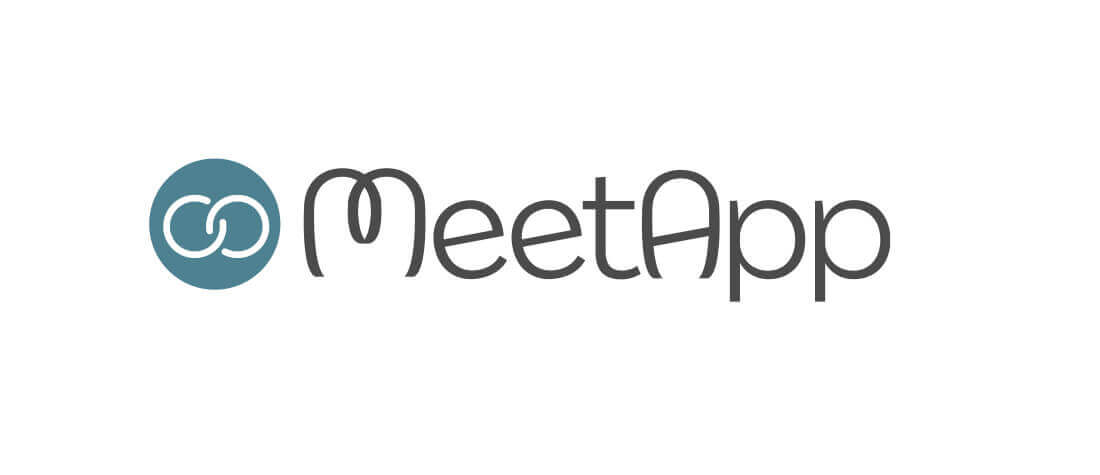 A round one logo design concept for MeetApp by Jennifer Gadus.