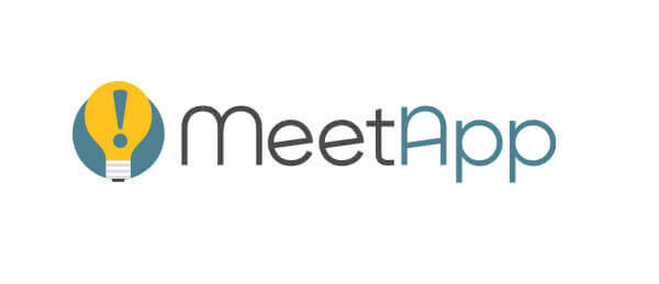 A round one logo design concept for MeetApp by Jennifer Gadus.